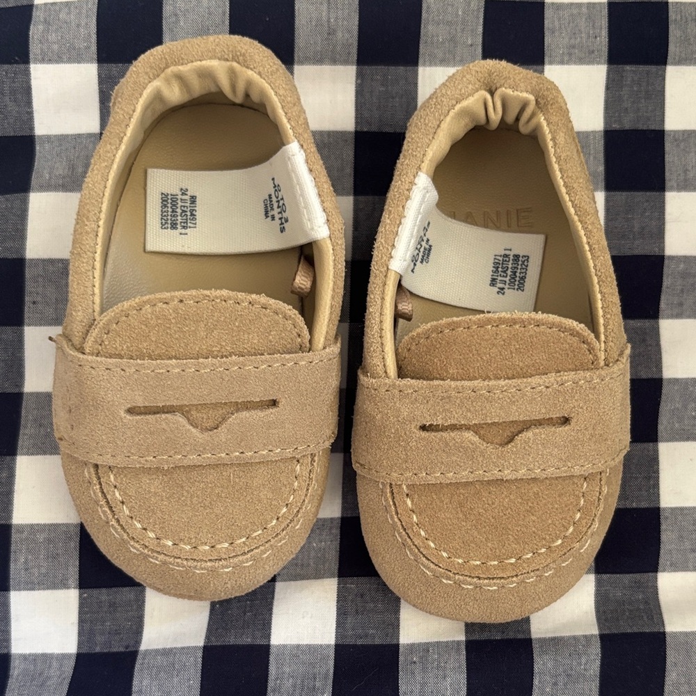 Tan Suede Kids Loafers